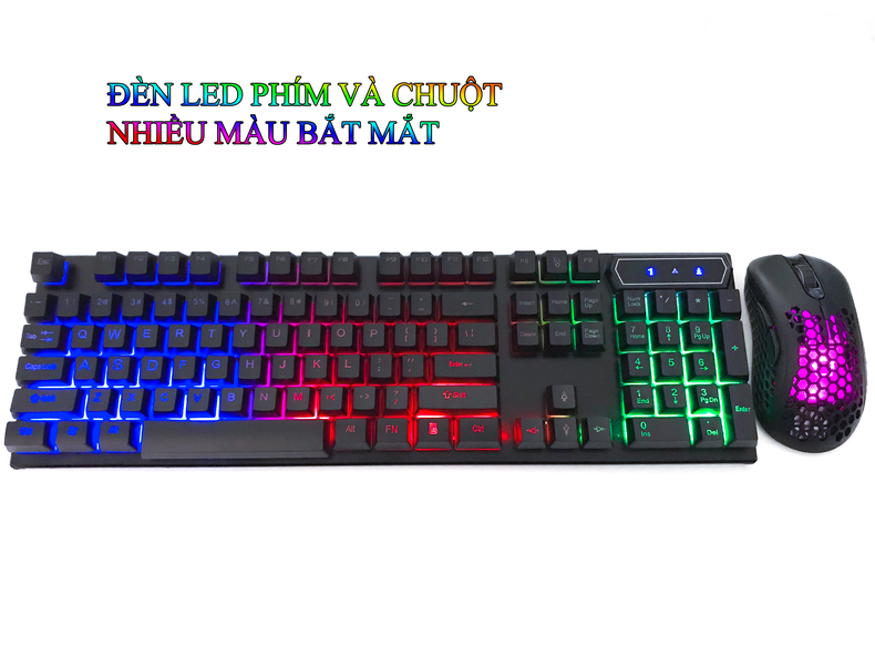 Bộ bàn phím chuột HUYLONG HL-21418 giả cơ chuyên game đèn led 7 màu xuyên phím - Hàng Chính Hãng