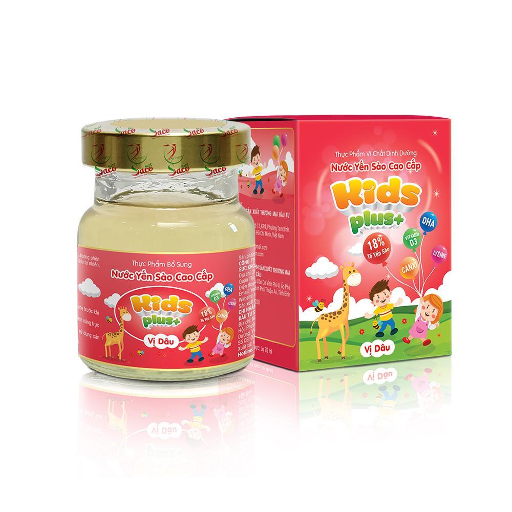 Nước Yến Sào Kid's Plus 18% Yến Thiên Nhiên Thương Hiệu Saconest lọ 70ml - Vị Dâu