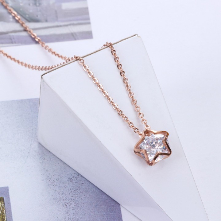 Dây Chuyền Nữ Ngôi Sao Đính Đá Chất Liệu Thép Titan Ko Rỉ Ko Dị Ứng TT 1463