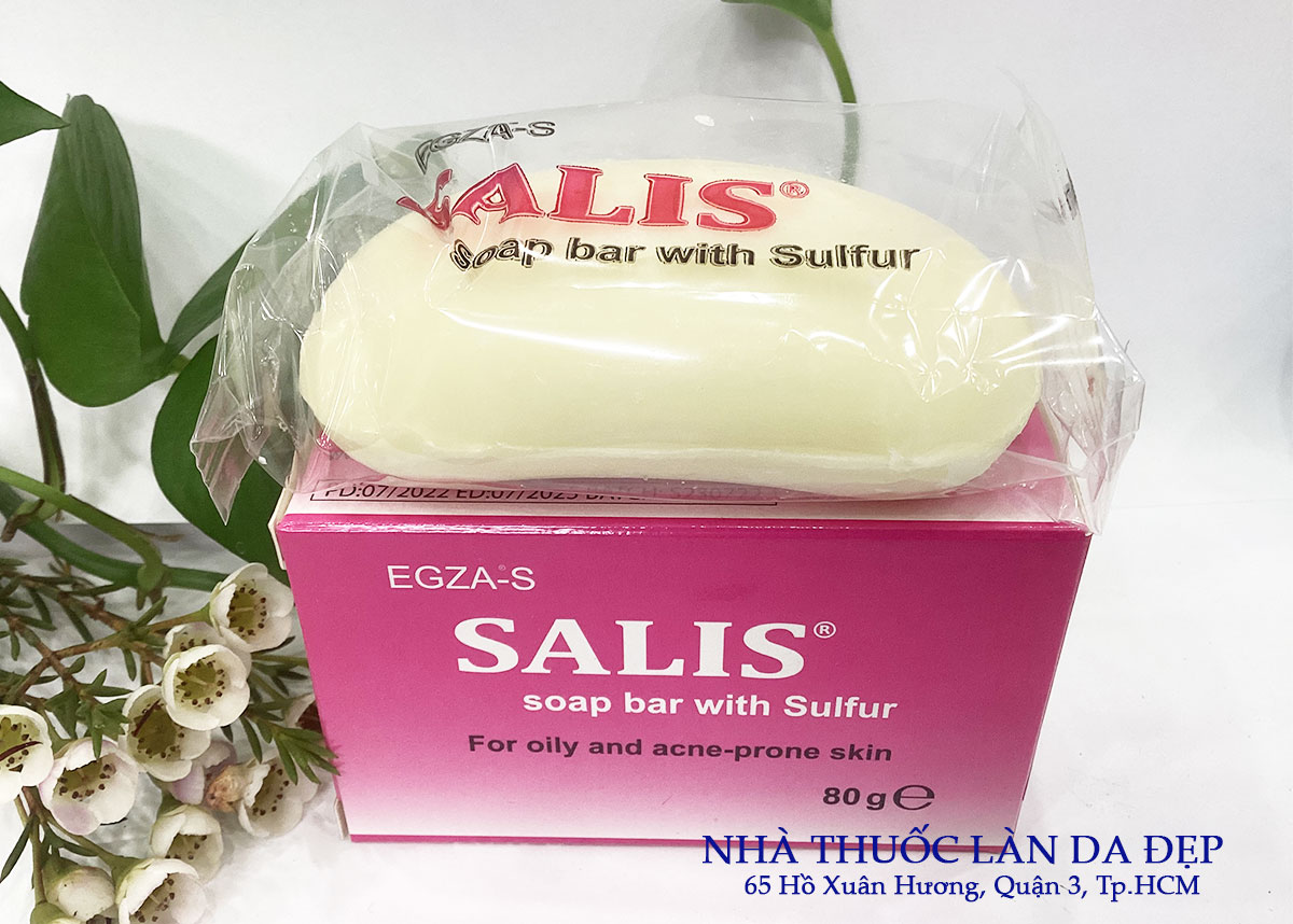 Xà phòng  Salis Soap Bar with Sulfur giảm mụn làm sạch giảm tiết dầu bánh 80g