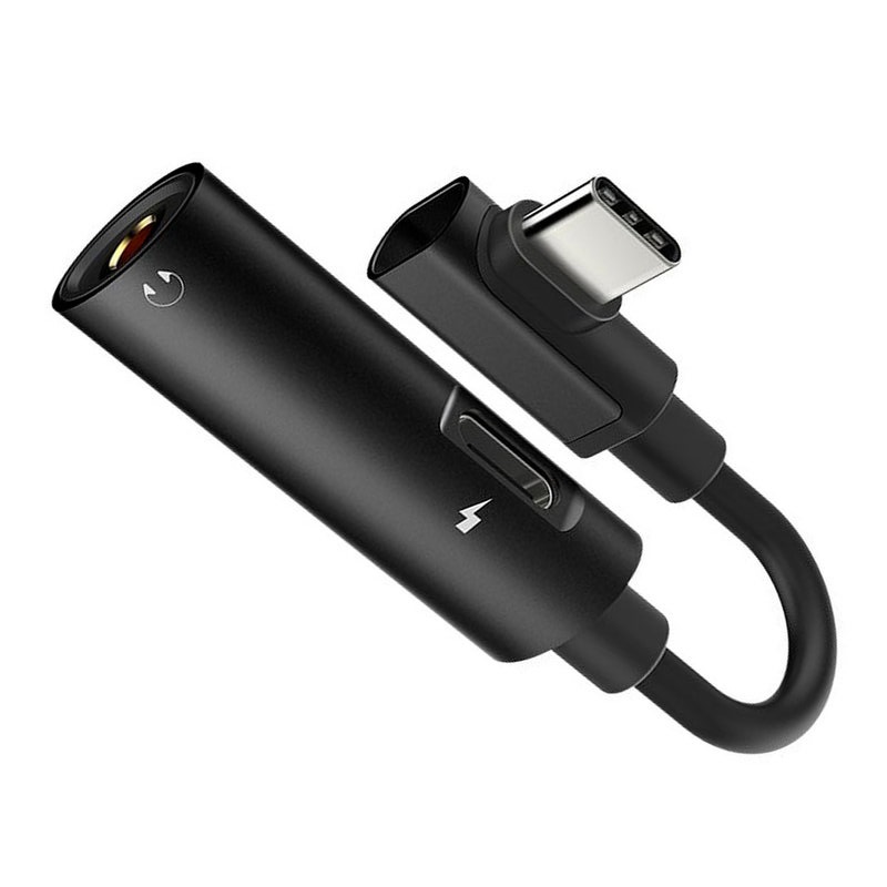 Cáp chuyển đổi Hoco LS19 từ USB Type-C sang USB Type-C + Audio 3.5mm ( Đen) - Hàng chính hãng