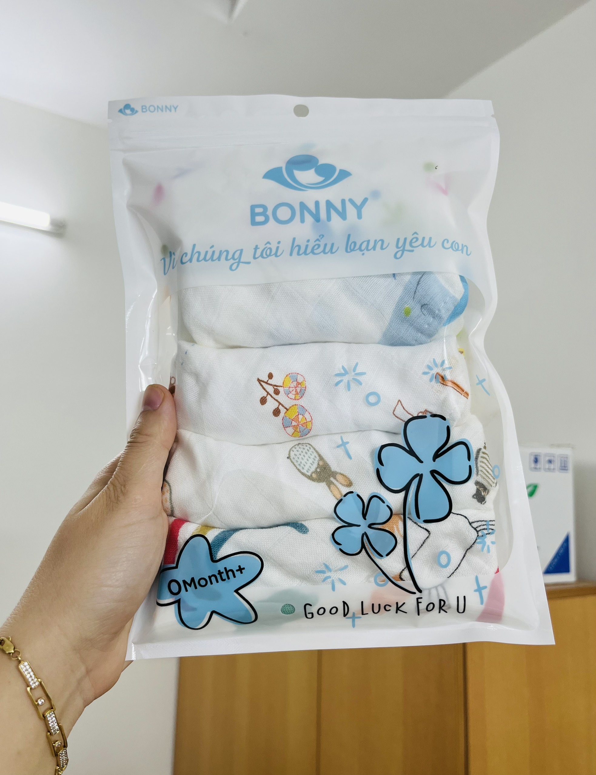 Set 5 Khăn Sữa Sợi Tre Bonny Thấm Hút Tốt, Mềm Mịn, Không Xù Lông