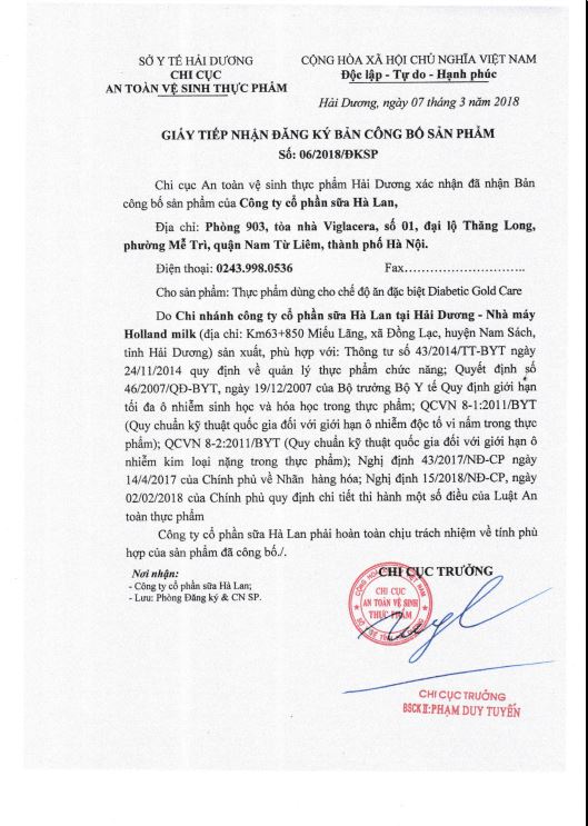 Sữa bột Diabetic Gold Care - Dinh dưỡng cho người tiểu đường - 900gr