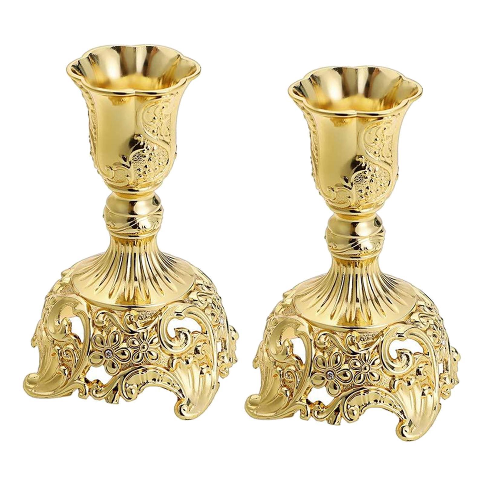 Metal Flowers Candlestick Holders Home Dinner Candle Holder Gold 3x3x4inch