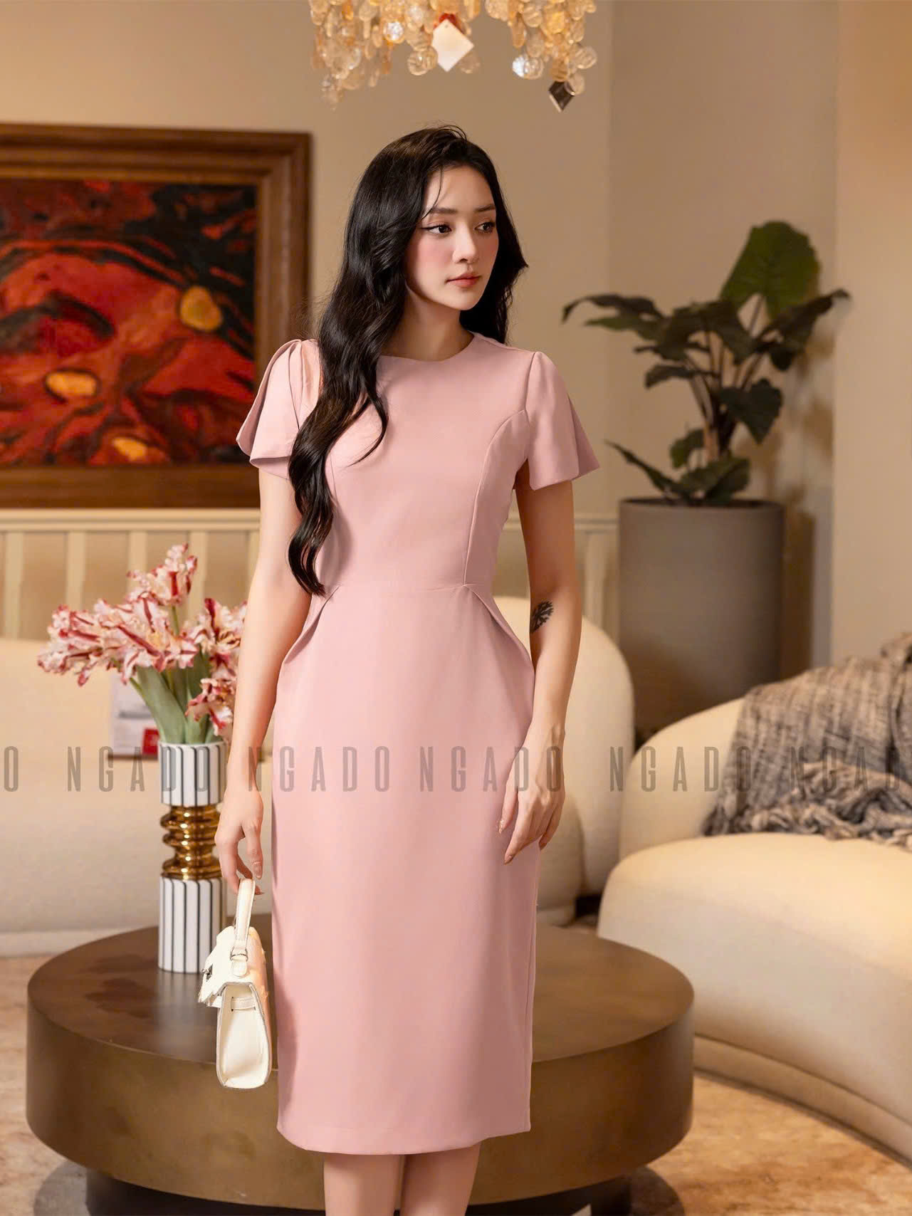 Đầm hồng bút chì NGADO , đầm nữ , đầm thời trang , váy đi biển