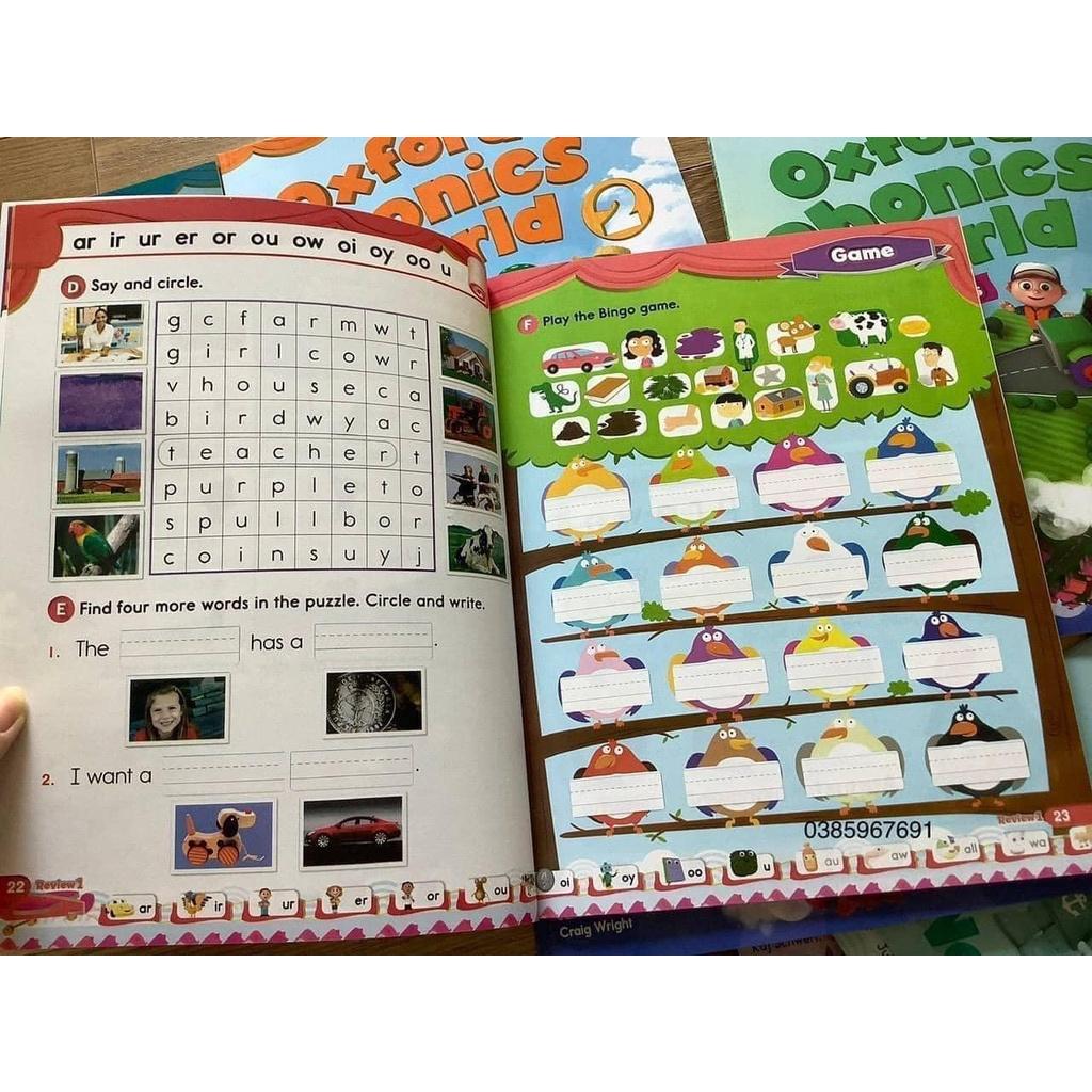 Oxford phonics world 10q, bộ nhập màu, kèm file audio và video