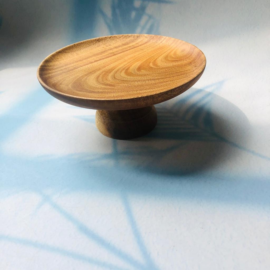 Đế Đựng Bánh, Hoa Quả, Cakestand, Mâm Bồng Gỗ Keo Nguyên Khối 18x8/14x7 cm, Phụ Kiện Làm Bánh, Nhà Bếp, Chụp Ảnh Decor