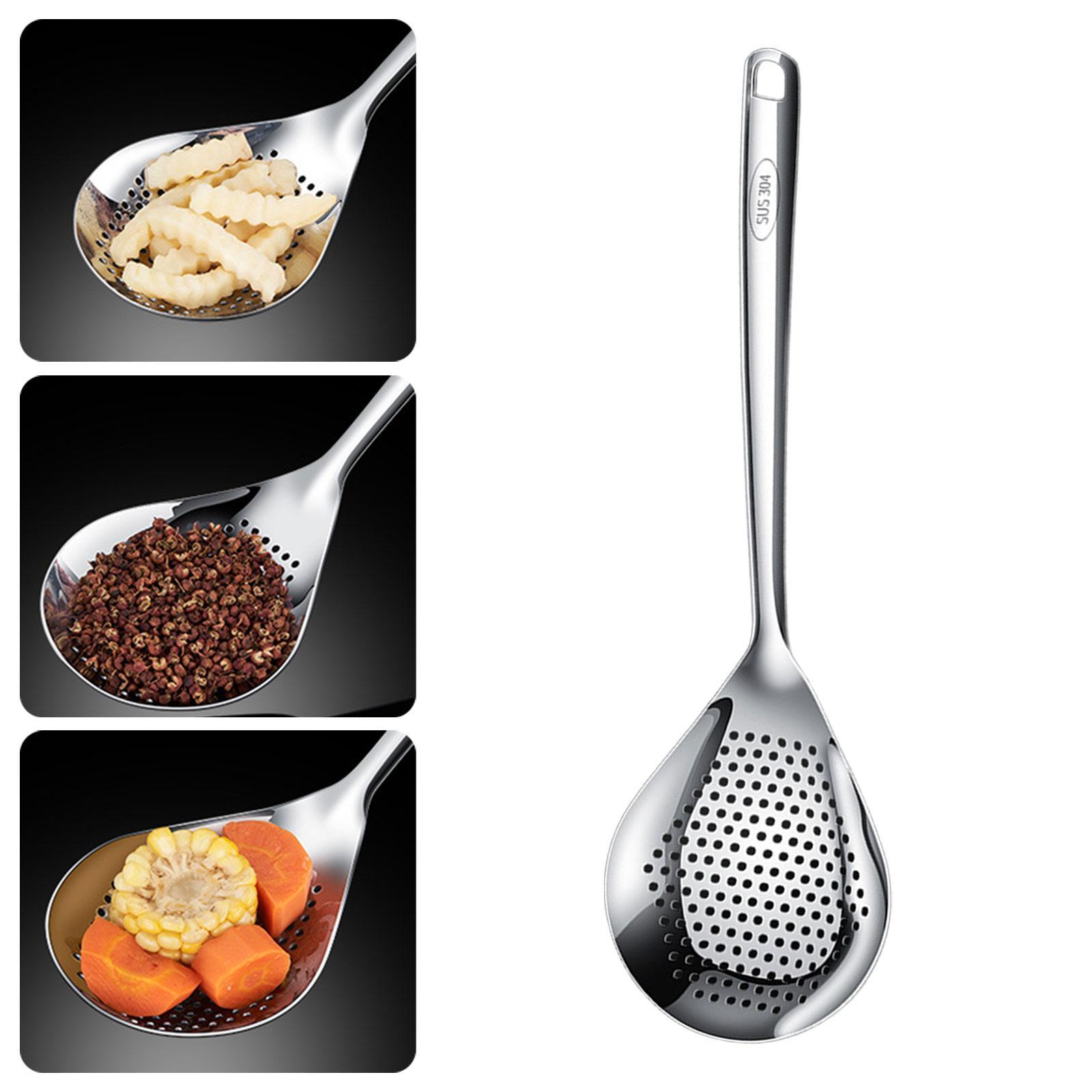 304 Stainless Steel Skimmer Slotted Spoon Durable for Frying Baking Scooping