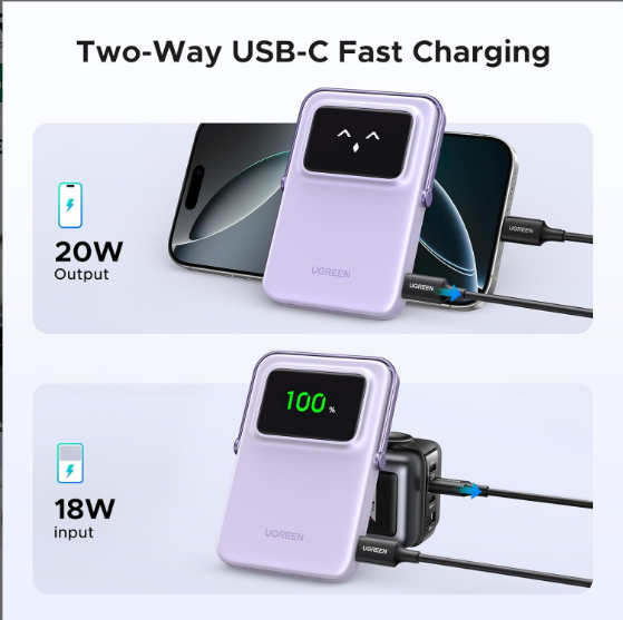 Pin Sạc Dự Phòng Không Dây M.agsafe Uno Magnetic Ugreen PB571 5000mAh, Chuẩn Qi 7.5W - Hàng chính hãng