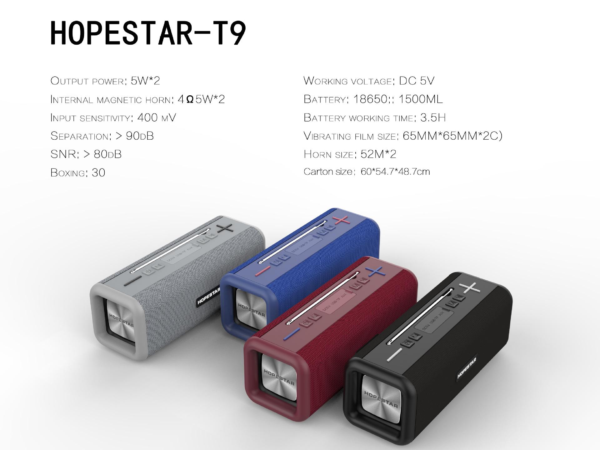 Hopestar t9 loa bluetooth di động Cột công suất cao Stereo Subwa -loa siêu trầm ăng -ten bên ngoài tws trung tâm âm nhạc FM Radio Color: blue