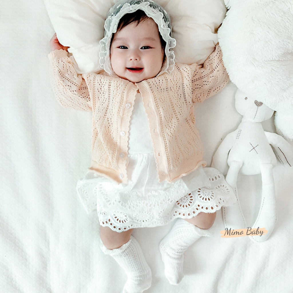 Áo cardigan len mỏng cho bé gái mùa thu đông siêu dễ thương Mimo Baby QA53