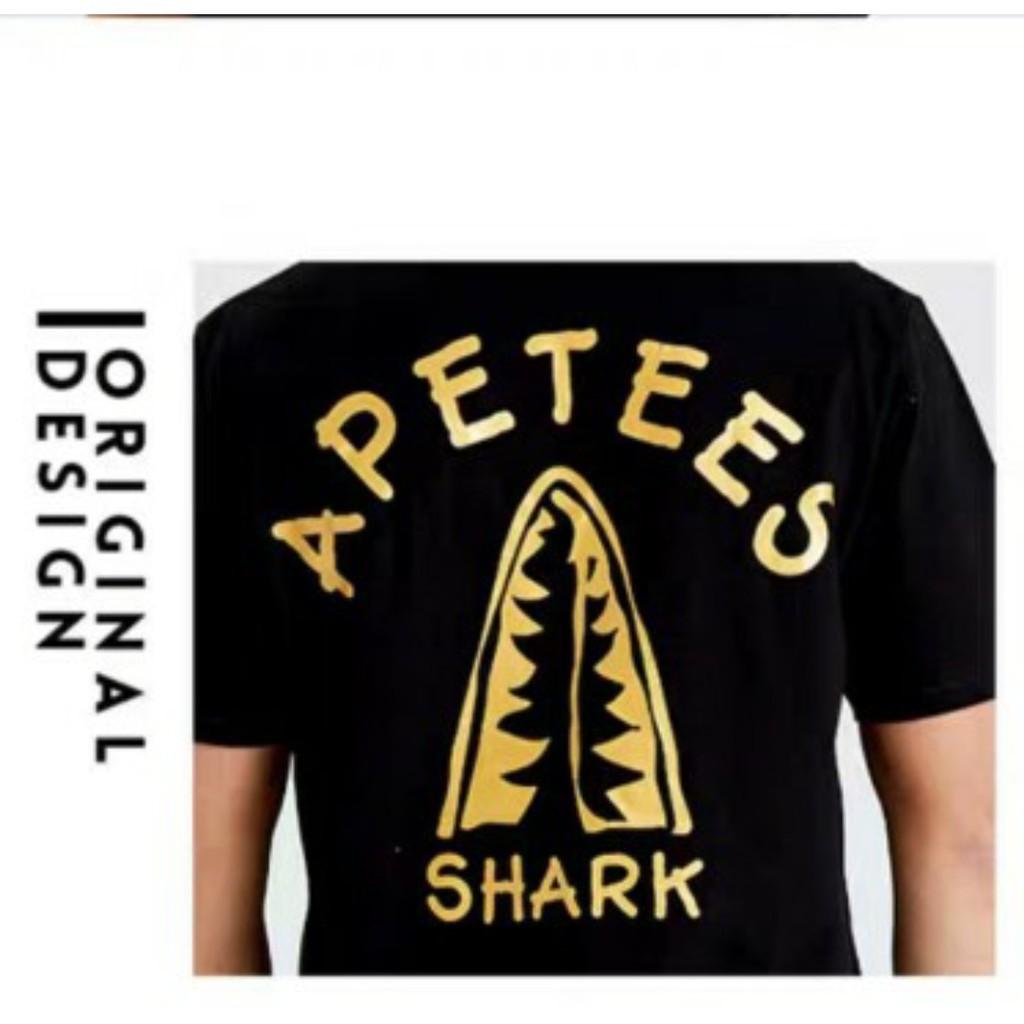 Áo thun nam tay lỡ form rộng nhũ vàng gold luxury APETES Shark vải cotton trumunisex aothununisex