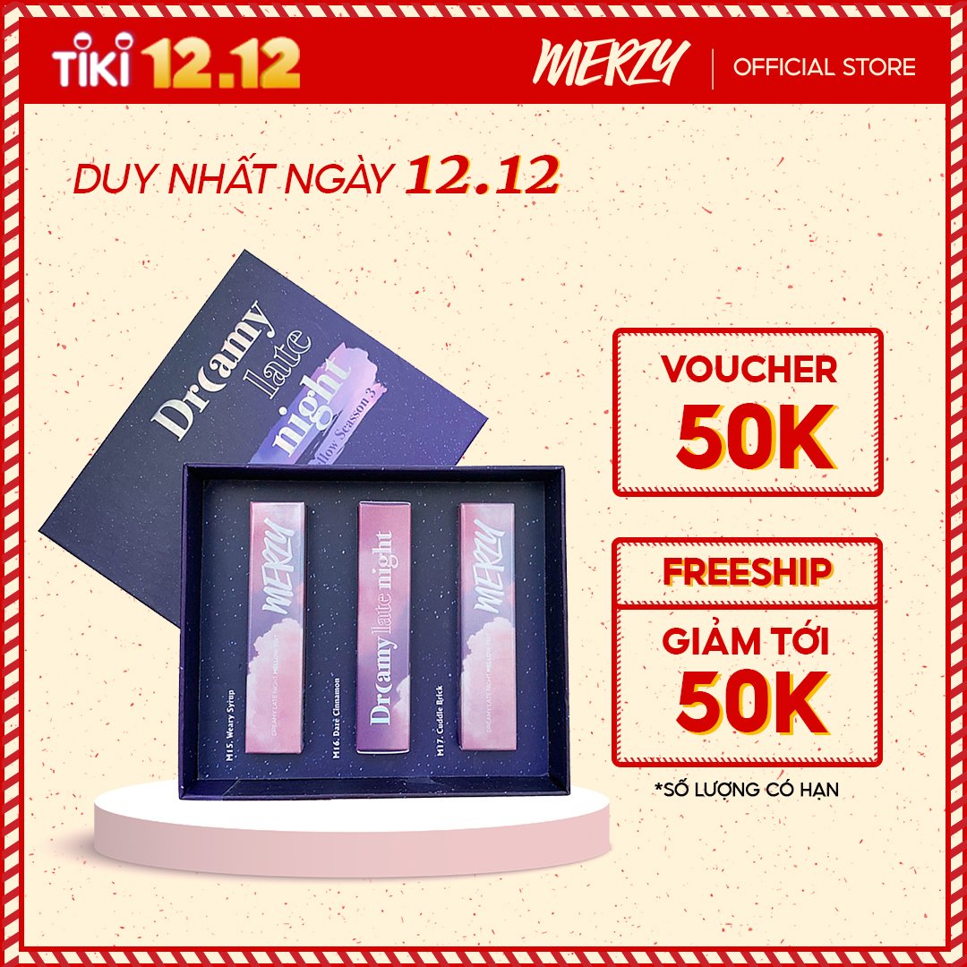 Set 3 Son Kem Lì Mịn Mượt, Lâu Trôi Merzy Dreamy Late Night Mellow Tint