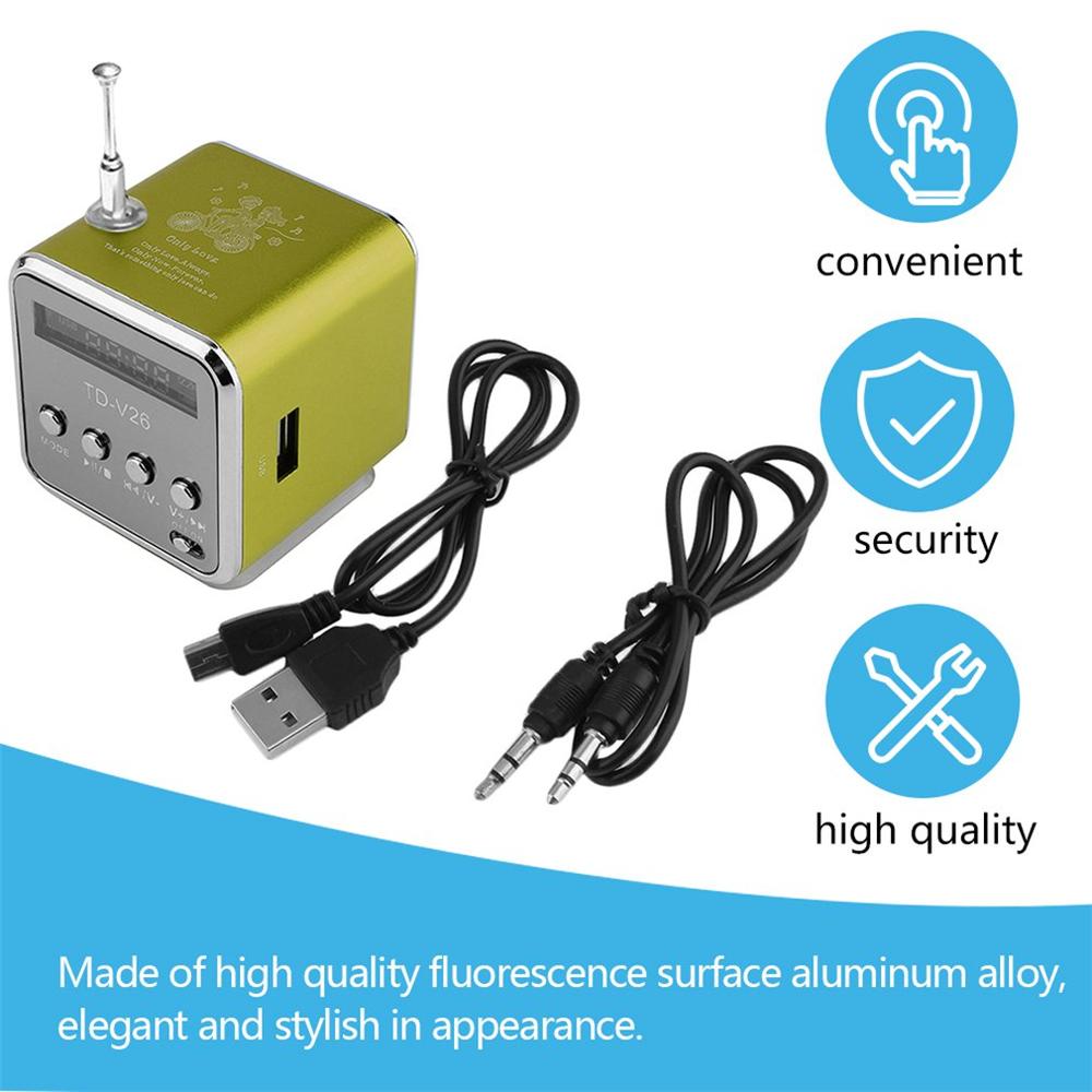Mini TD-V26 Loa đài FM kỹ thuật số Màn hình LCD Loa âm thanh nổi Hỗ trợ trình phát Bluetooth Micro Thẻ TF Phát lại đĩa U Màu sắc: Xanh quân đội
