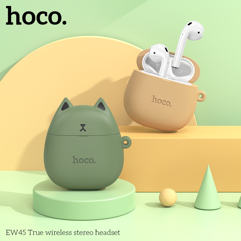 Tai Nghe Bluetooth Ho,co EW45 TWS 5.3, Có Mic Đàm Thoại, Nghe Nhạc 4H, Kèm Case Tai Mèo Cute - Hàng chính hãng