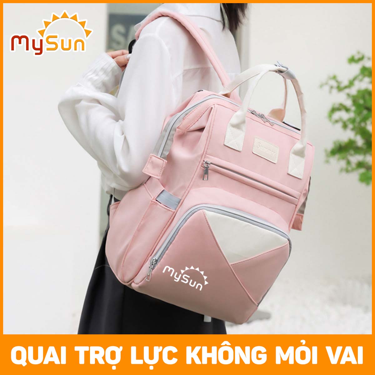 Balo bỉm sữa cho mẹ và bé giữ nhiệt đa năng cao cấp MySun Summer