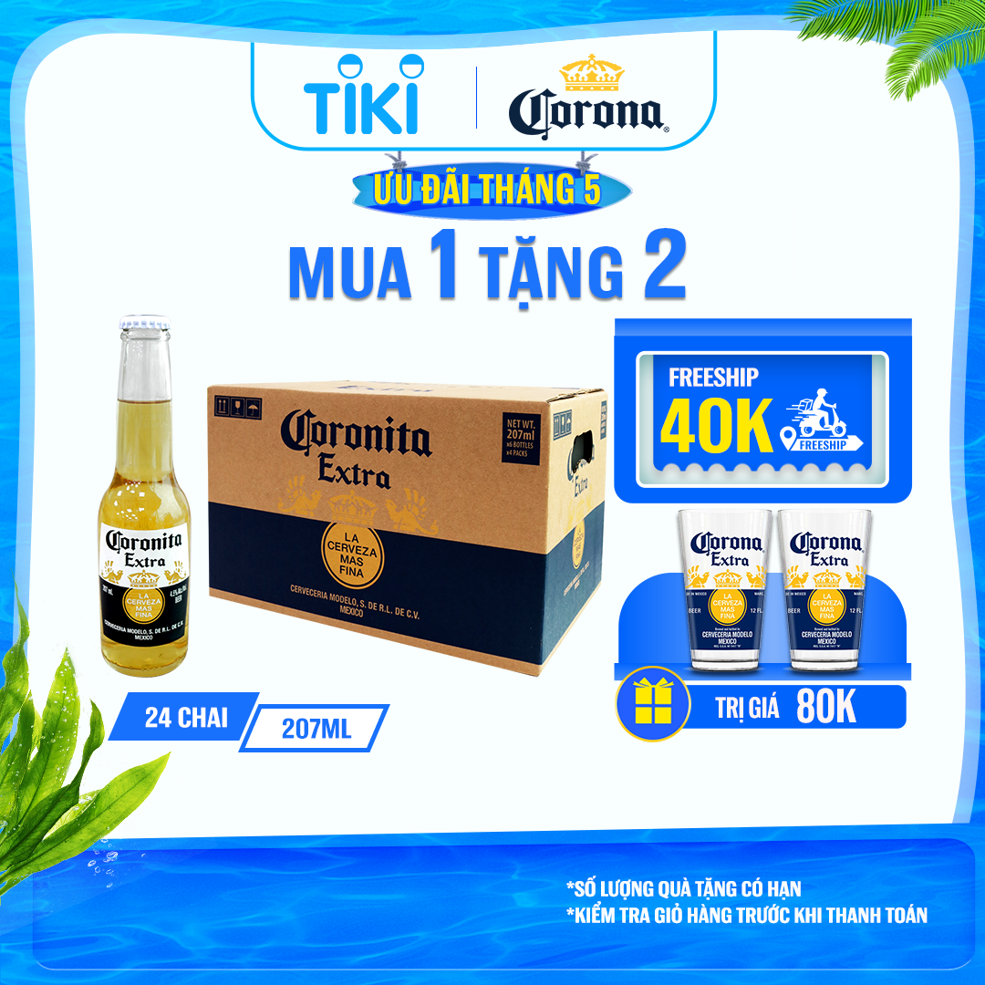 Thùng Bia Coronita Extra 207ml x 24 Chai