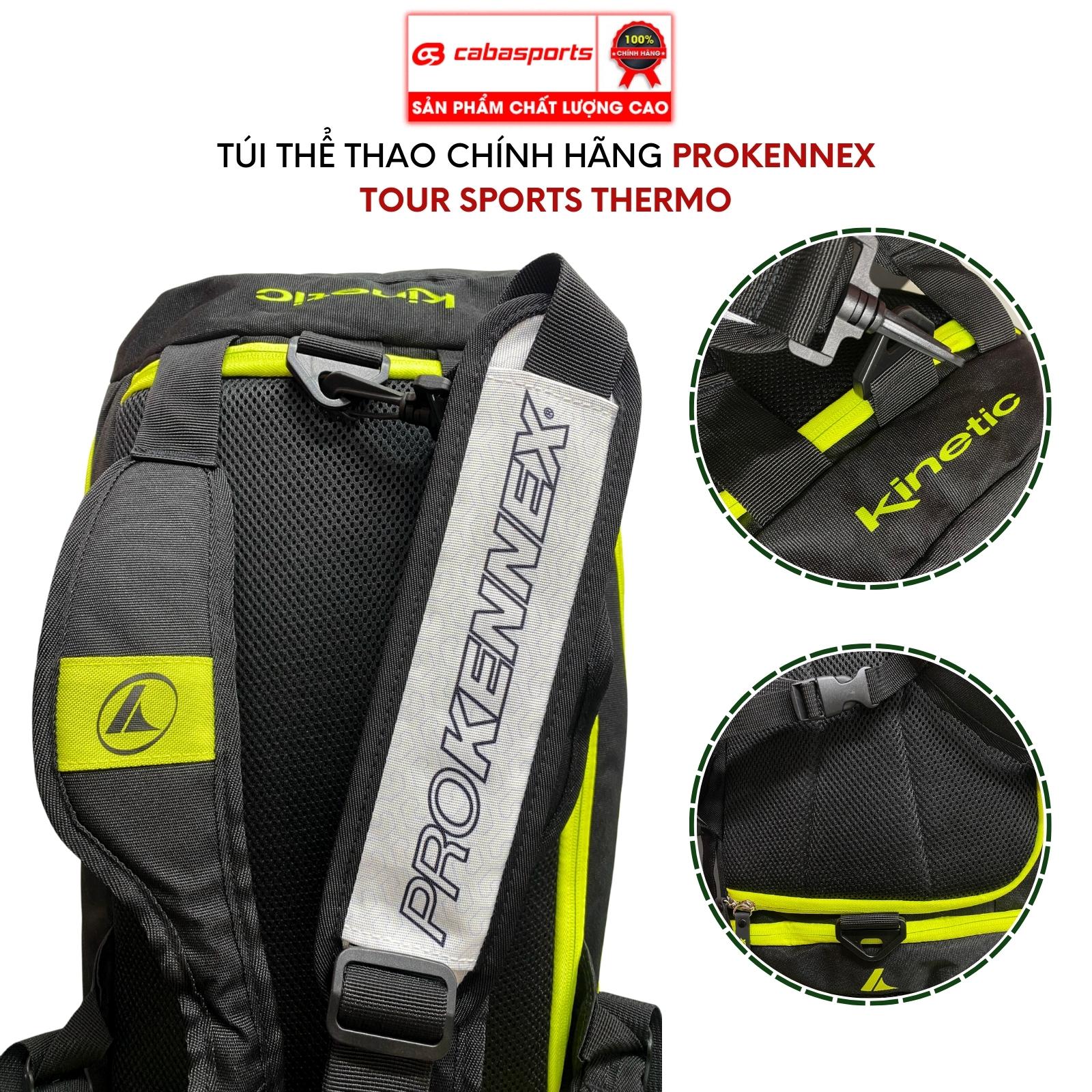 Túi đựng vợt cầu lông tennis Prokennex Tour Sports Thermo cao cấp chính hãng, túi đựng phụ kiện thể thao siêu rộng rãi