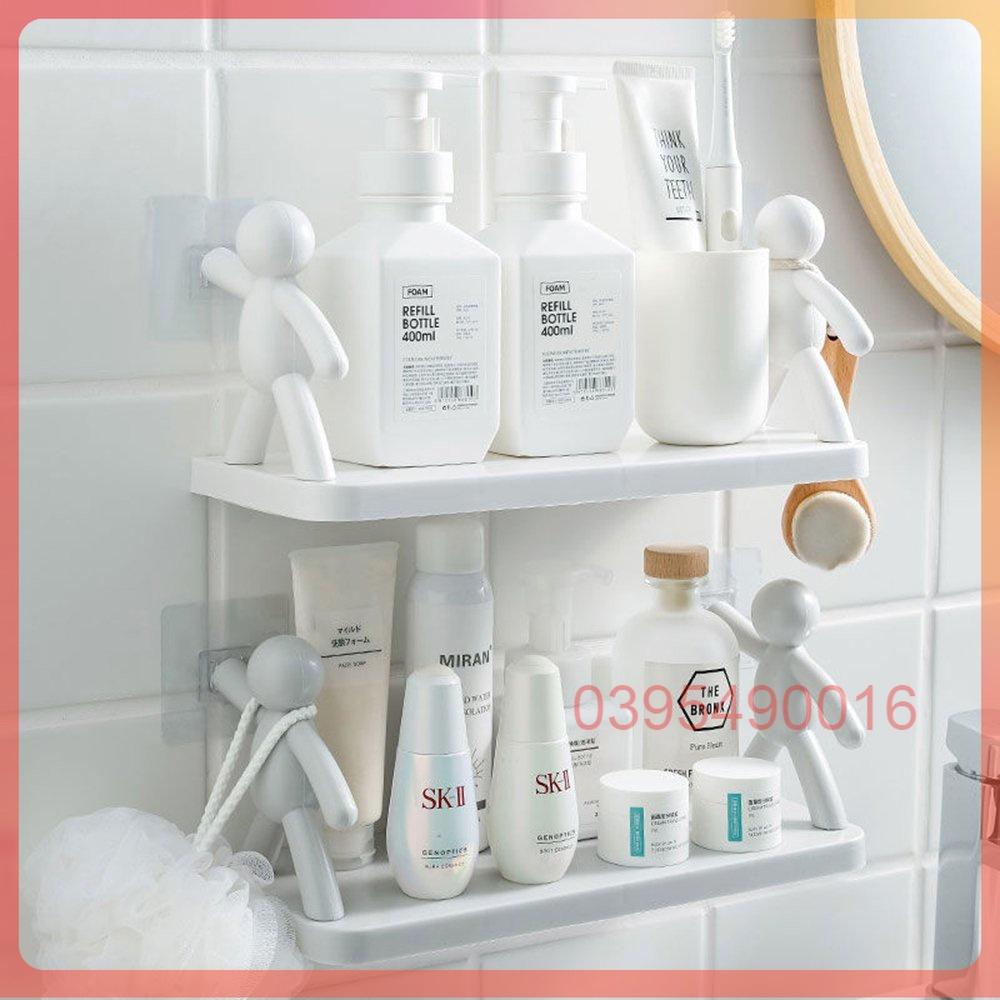 Kệ phòng tắm hình nhân để đồ dán tường để đồ nhà bếp chất liệu nhựa PP chắc chắn tiện lợi không cần khoan đục