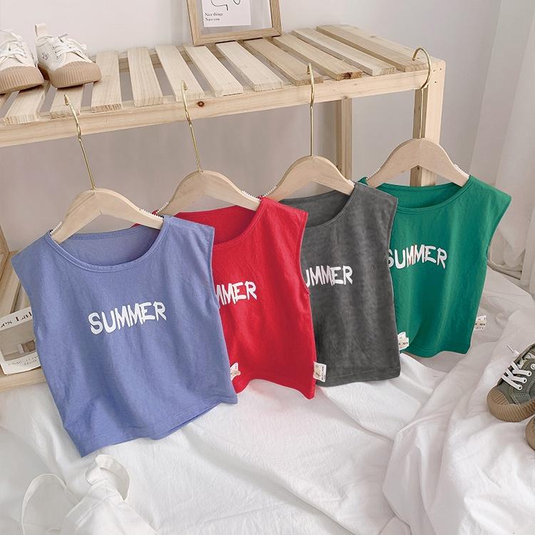 Áo thun ba lỗ sát nách bé trai 1 2 3 4 5 6 7 tuổi cotton mềm mại co giãn thêu summer Quần áo trẻ em mùa hè AO22008