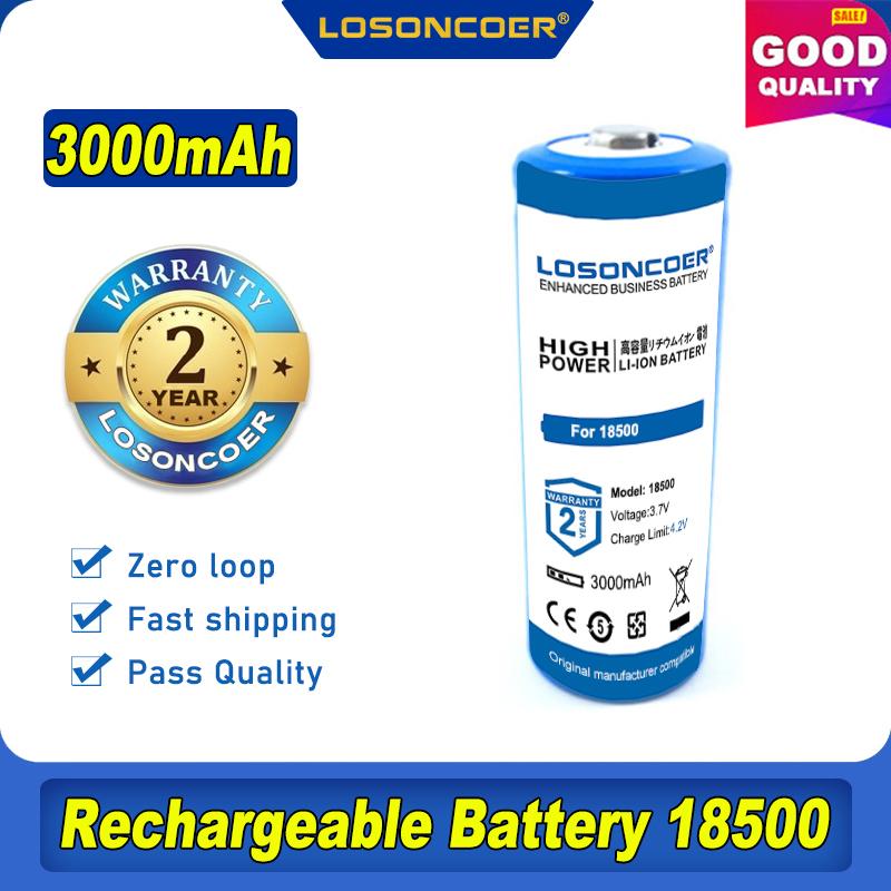 100% Chính Hãng LOSONCOER 3000MAh Pin 18500 Pin Sạc 3.7V 18500 Bateria Recarregavel Batteies Baterias ~ Còn Hàng Điện Áp Danh Định: 3.7V