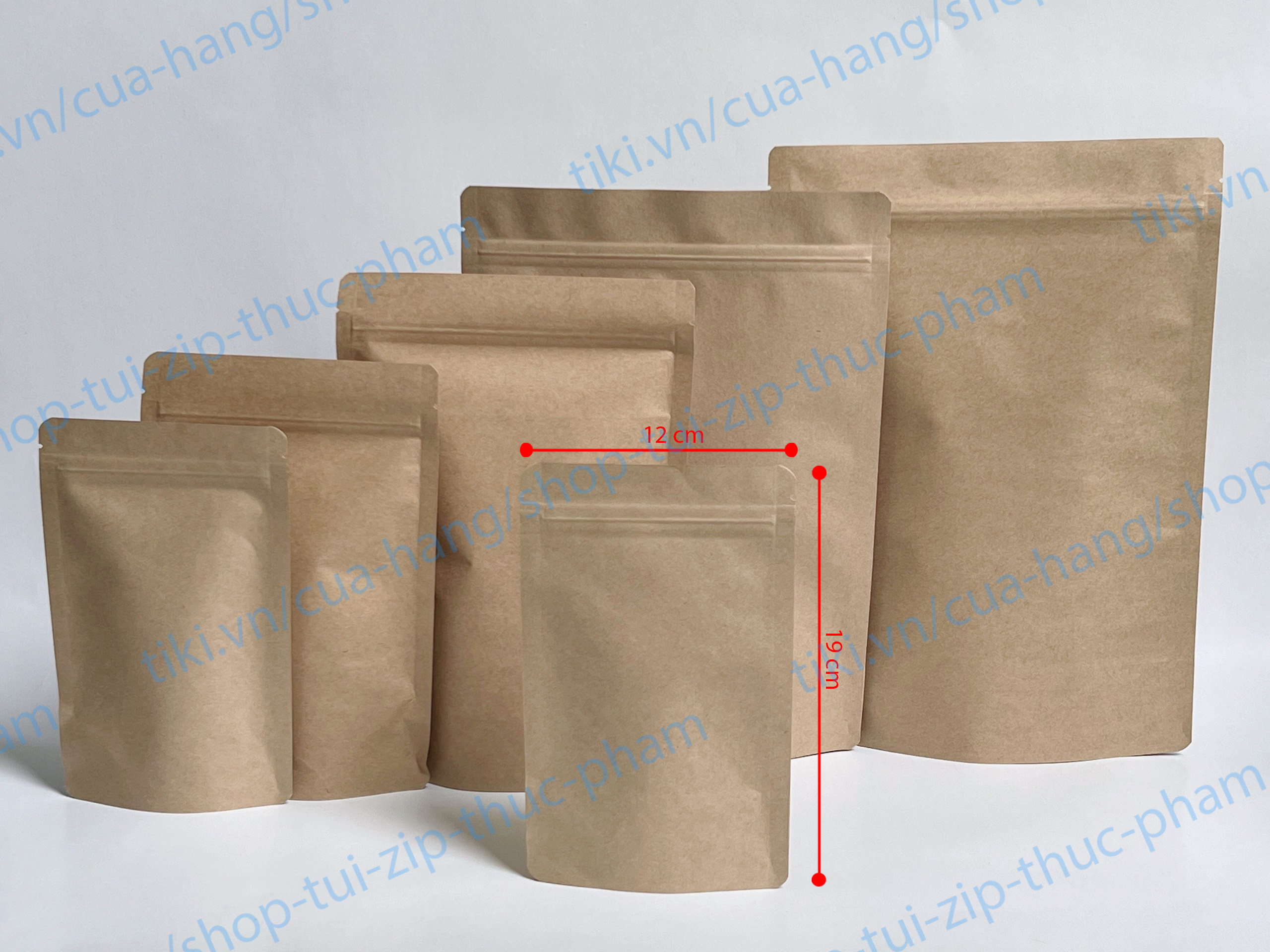 1kg Bao zip giấy - túi giấy đựng thực phẩm khô, Túi đựng bánh kẹo, túi zip giấy kraft, craft - size