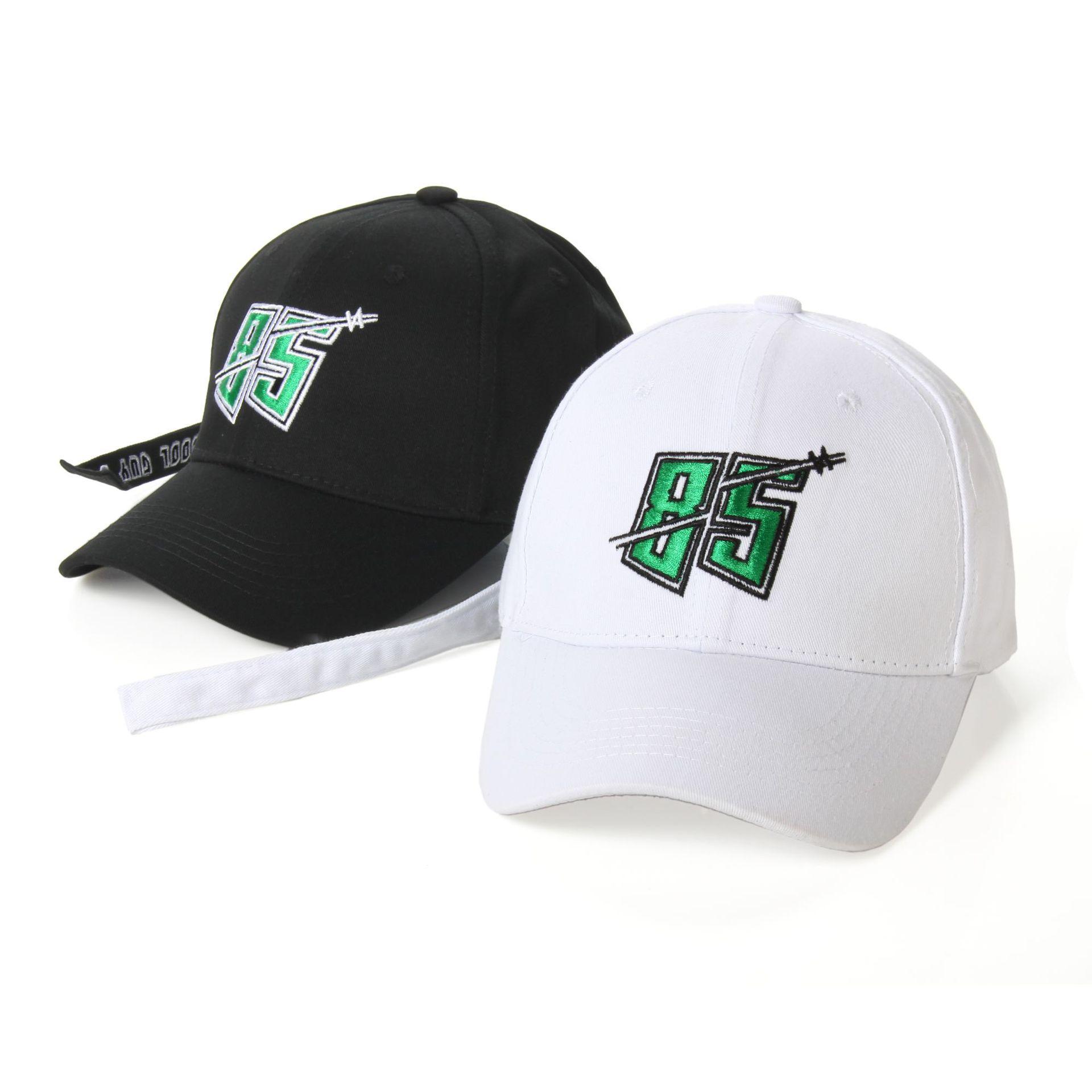 Wang Yi Bo Style Number 85 Mũ bóng chày thêu Hip Hop Hop Streetwear Hat Black White 2 Màu sắc WYB Color: Black