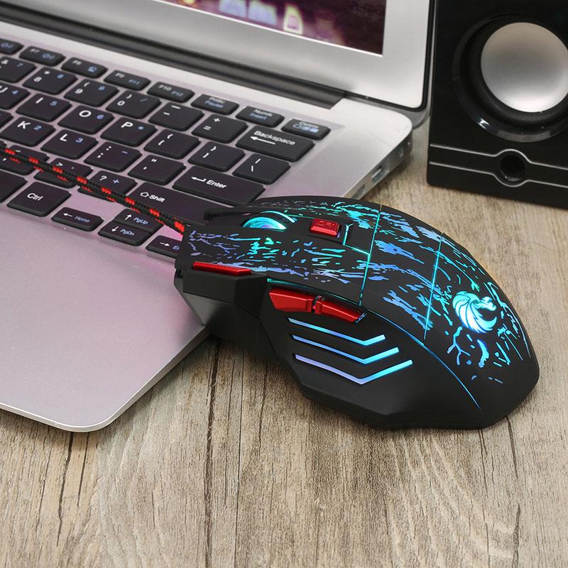 USB Chuột Chơi Game Có Dây 5500DPI Có Thể Điều Chỉnh 7 Nút Đèn LED Máy Tính Quang Học Chuột Chơi Game Cho Laptop Phụ Kiện Máy Tính