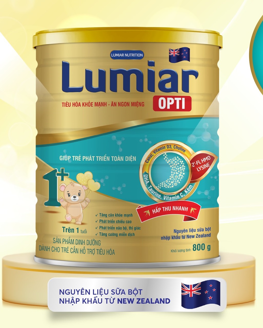 Combo 3 lon Sữa công thức Lumiar Opti 1+ lon 800g - Tiêu hoá khoẻ mạnh, Ăn ngon miệng, Phát triển toàn diện