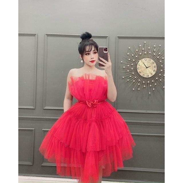 Đầm váy nữ xoè phồng cúp ngực có 6 màu