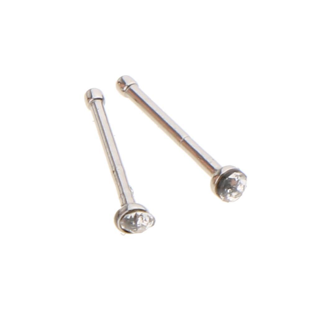 2-3pack 60 Pieces Stainless Steel Rhinestone Nose Studs Pins Piercing Jewelry