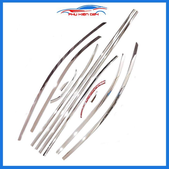 Bộ nẹp viền chân kính cong kính Vinfast Fadil 2019-2022 Inox sáng bóng chuẩn form xe