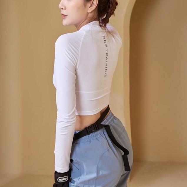 Áo thể thao nữ DRN38, áo tập gym nữ DRS áo croptop xỏ ngón tập yoga tôn dáng, sáng da DRS chất liệu cotton thoáng mát