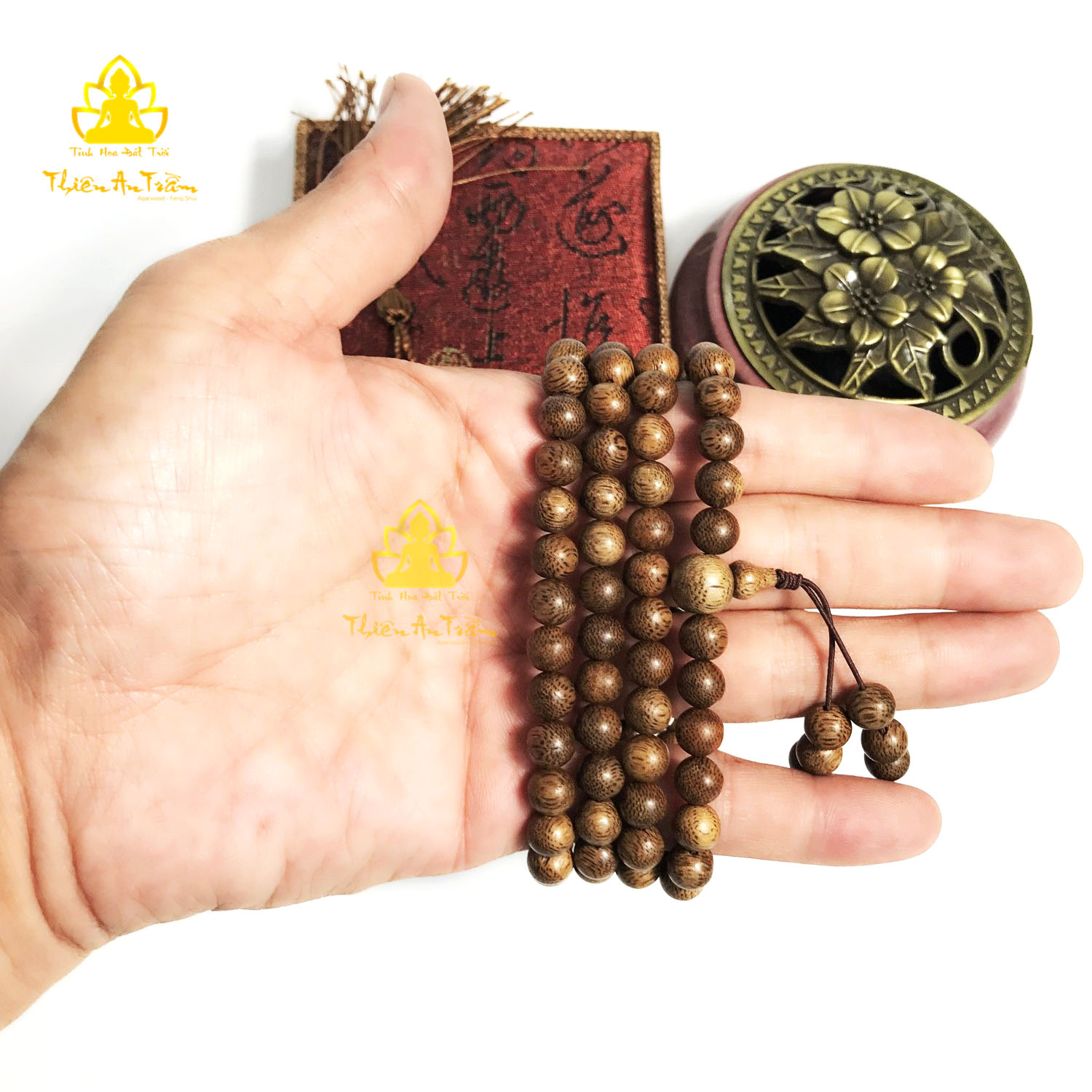 Chuỗi trầm hương 108 hạt - chuỗi trầm hương tốc tự nhiên cao cấp tài lộc hanh thông - Size 8mm