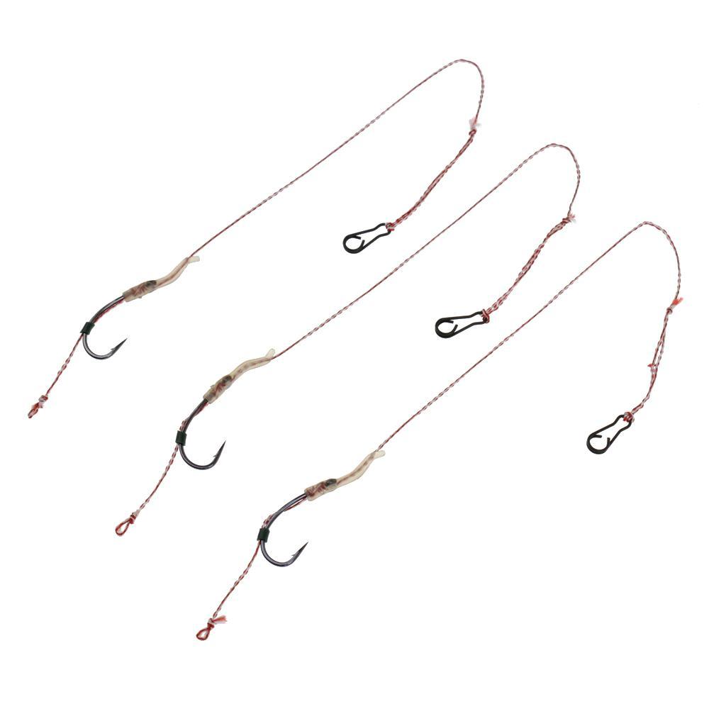 3pcs Hair Rig Carp Fishing Rig Braided Line 6.6lb-22lb Carp Rig Hook Tackle