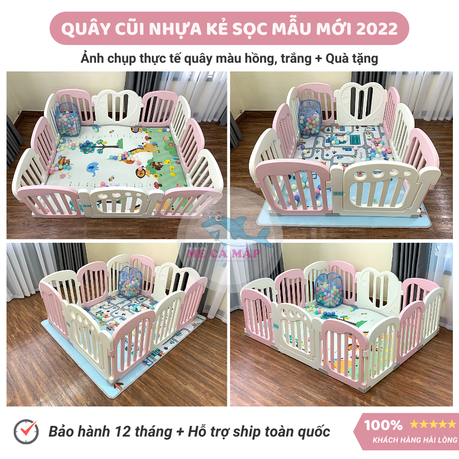 Quây cũi nhựa cao 65cm tặng THẢM DÀY và 100 BÓNG, quây bóng nhựa an tâm cho bố mẹ