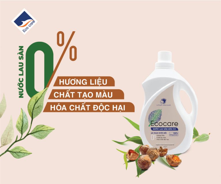 Nước Lau Sàn Hữu Cơ Bồ Hòn Ecocare - 100% thực vật, tinh dầu khử mùi, đuổi muỗi, chống trượt, kháng khuẩn - Chai 2000ml