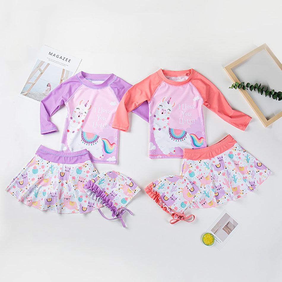 Trẻ Em Kỳ Lân Đồ Bơi Bé Gái Chống Tia UV Dài Tay Trẻ Em Bơi Bé Gái Đồ Bơi Tắm Quần Áo Bể Bơi Cho Bé Mặc Đi Biển