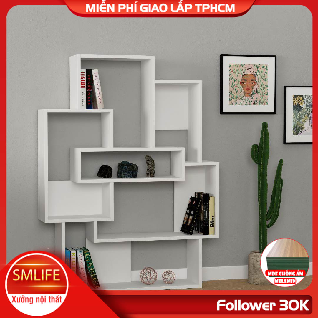 Kệ sách gỗ hiện đại SMLIFE Bernard  | Gỗ MDF dày 17mm chống ẩm | D100xR23xC132cm - Màu