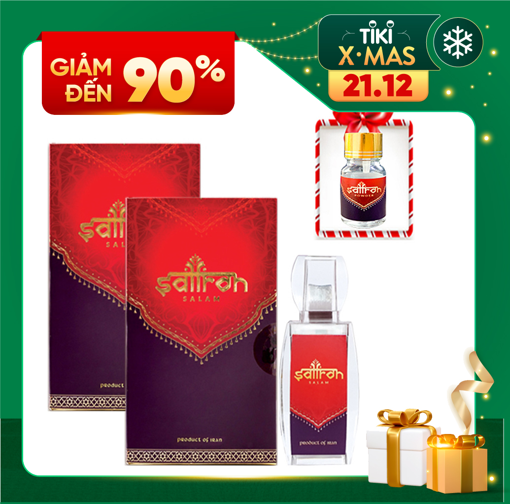  Combo 2 hộp Saffron Salam(Nhụy Hoa Nghệ Tây) 1gr Super Negin Dòng Hữu Cơ Tinh Khiết Theo Tiêu Chuẩn ISO 3632 Tặng Kèm 1gr Powder  