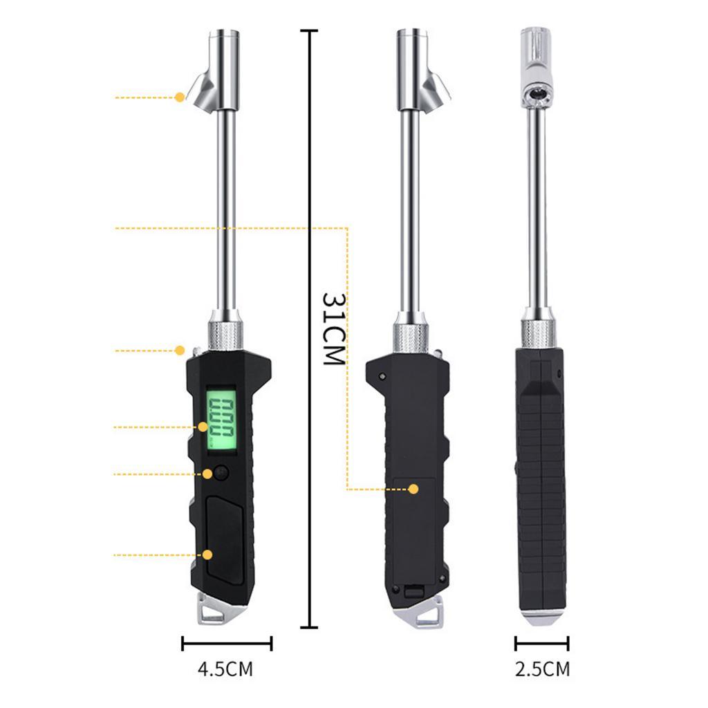 2x 0-16 Bar Dual Head Digital Tire Pressure Gauge Stainless Steel for Trucks