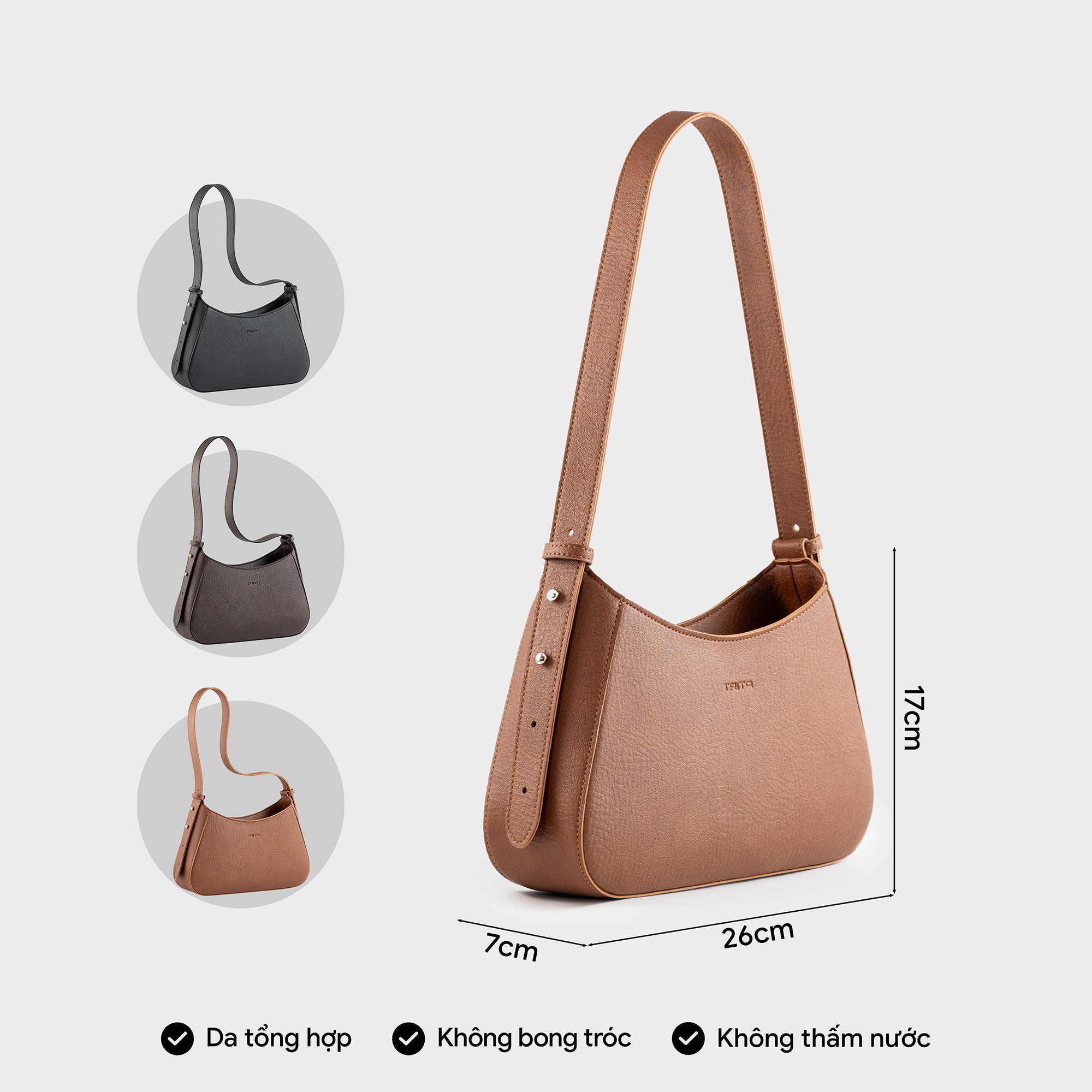 Túi Trita ( Thời trang nữ kiểu dáng hình thang sang trọng - Túi đeo vai da RHN178 )