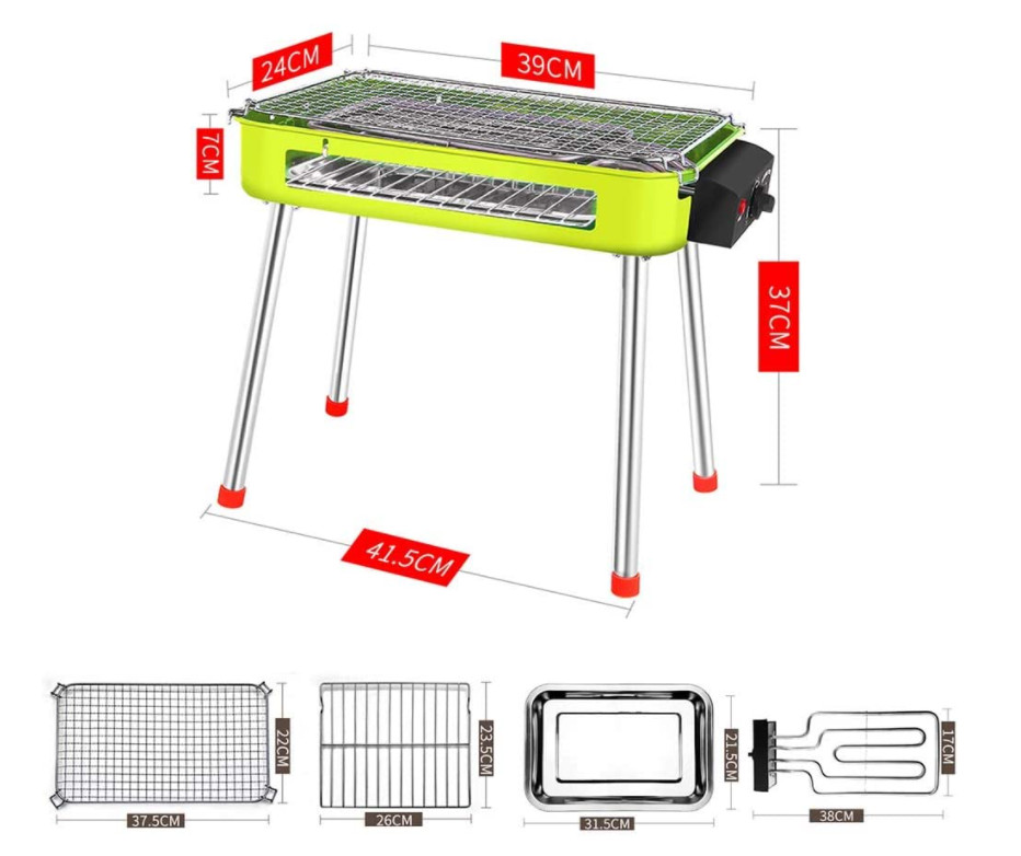 Lò nướng điện và than tích hợp 2 trong 1 điều chỉnh nhiệt Electric BBQ Grill