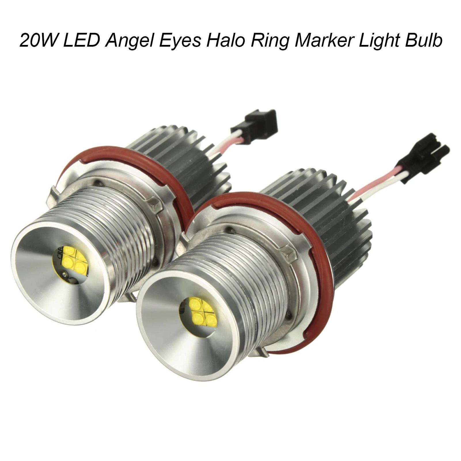 2Pcs 20W LED Angel Eyes Halo Ring Marker Light Bulb Replacement for BMW E87 E39 M5 M6 E83 X3 E60 E63 E65 E66 E53 X5