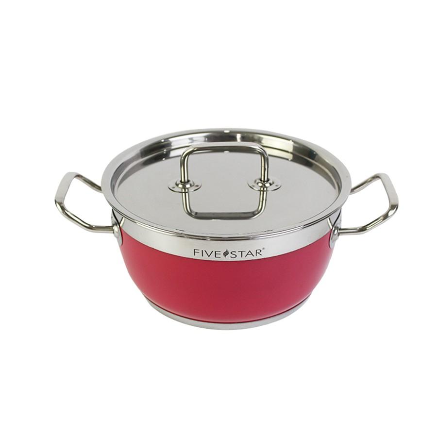 Bộ 2 nồi inox màu FiveStar 3 đáy từ nắp inox , tặng 5 muỗng ăn