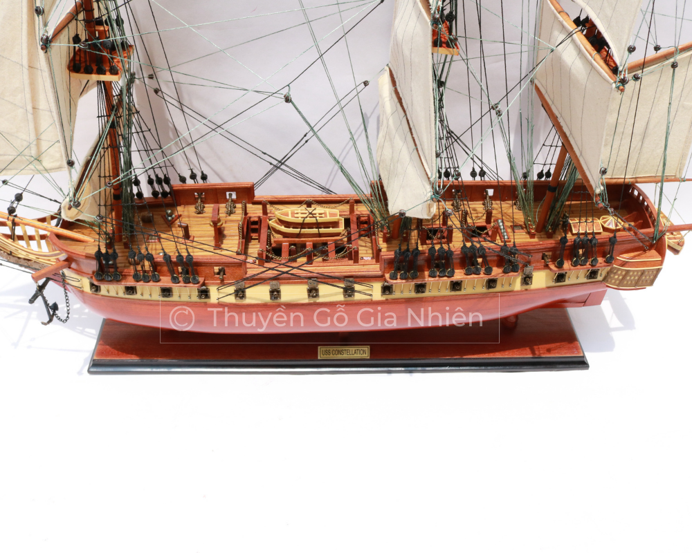 Mô Hình Thuyền Gỗ Phong Thủy Dạng Thuyền Cổ USS CONSTELLATION Chính Hãng Hàng Xuất Khẩu Chất Lượng Cao