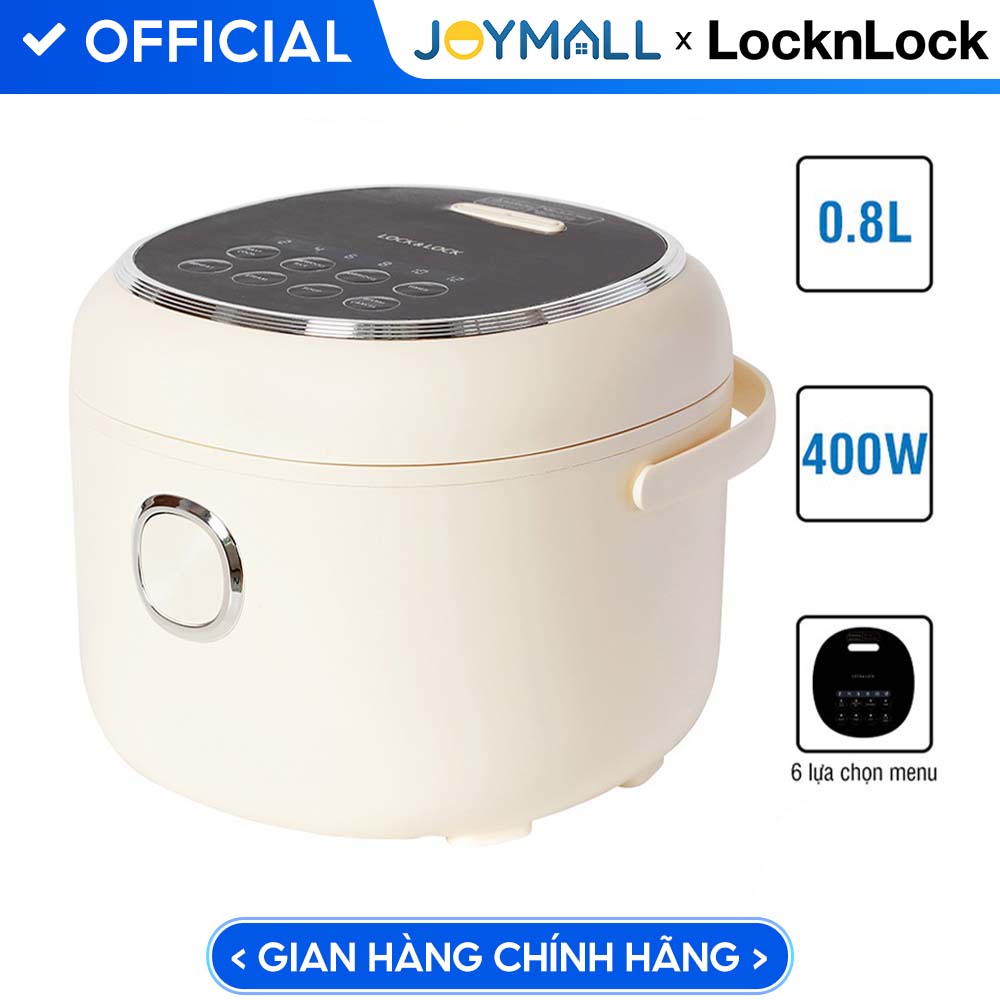 Nồi Cơm Điện Tử Lock&amp;Lock EJR716IVY 0.8L - Hàng Chính Hãng, Dây Điện Có Thể Tháo Rời, Có Quai Xách, Tặng Kèm Ống Hút Và Cọ Rửa