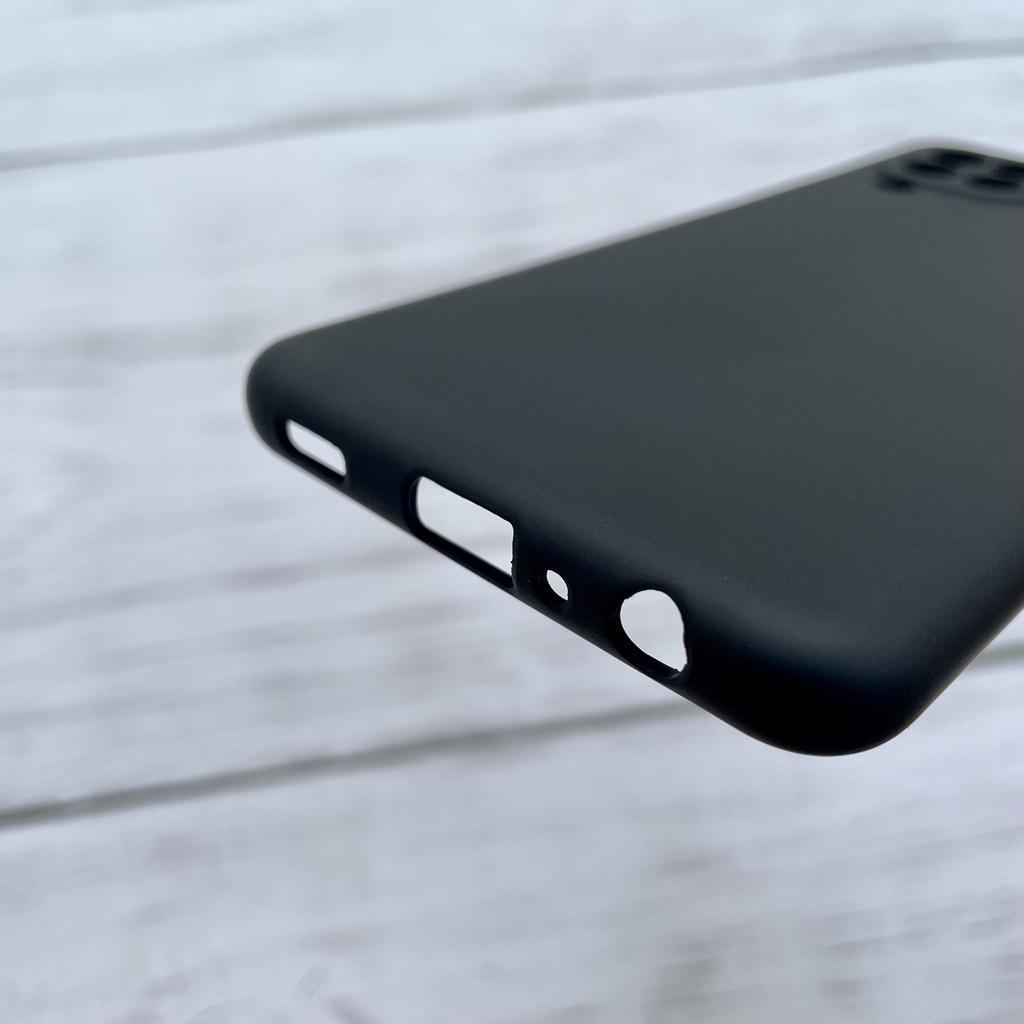 Ốp lưng silicon đen nhám cho Samsung Galaxy A22 4G 6.4 inch không bám vân tay, có gờ bảo vệ camera.