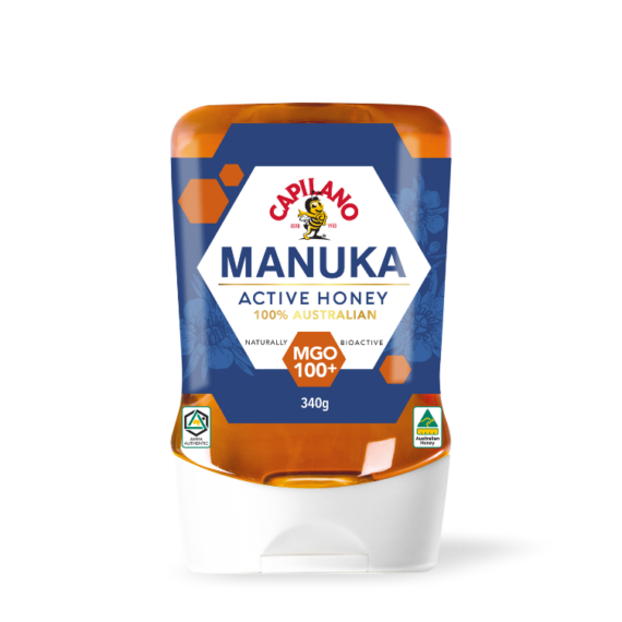 Mật ong hoa Manuka Capilano Active Honey MGO 100+ tăng sức đề kháng, giảm ho, viên họng, dưỡng ẩm da và môi cang mềm mịn - OZ Slim Store