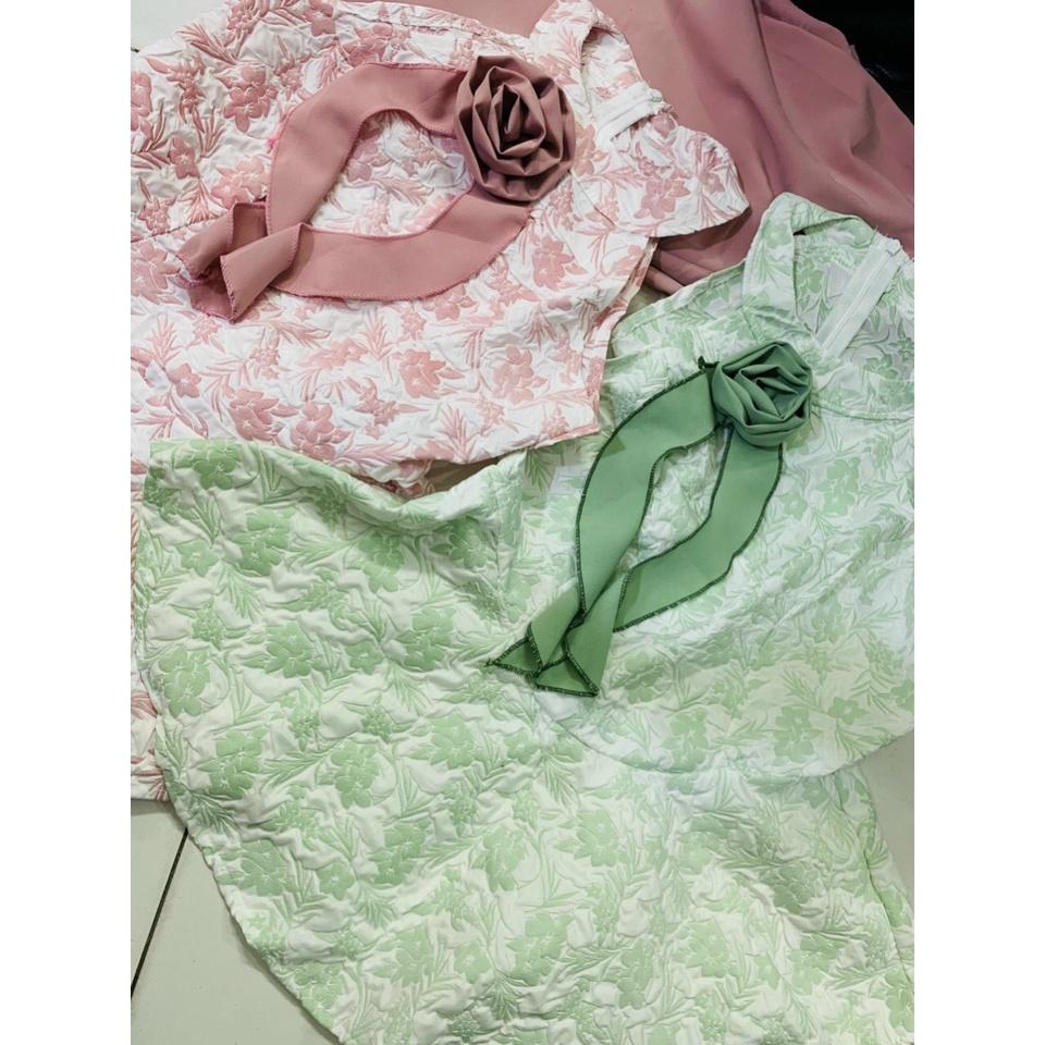 SET BỘ 2 MÓN ÁO YẾM ĐÍNH HOA XẾP LY XÒE MIX QUẦN SUÔNG ỐNG RỘNG CỰC CUTE CHO CÁC NÀNG NHÀ MEOWSHOP - xanh